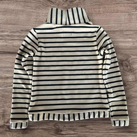 Dudley Stephens Park Slope Turtleneck Mariner Stripe Khaki Black Vello Fleece XS - Picture 9 of 10